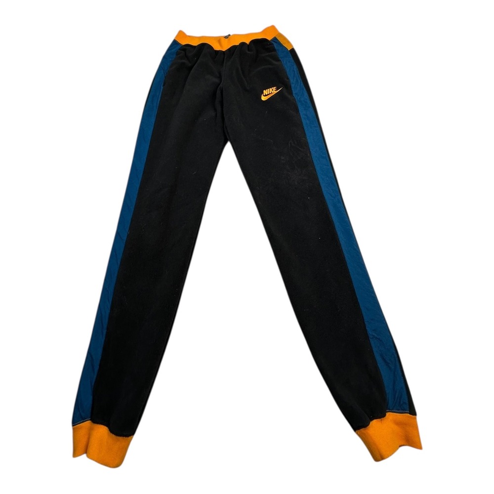 Nike‎ Jogger Sweatpants Black Orange Blue Color Block Logo Small